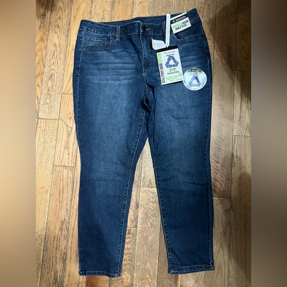 D. Jeans Ankle Straight Plus Size Dark Blue Women’s Neans- Stretch Denim - Picture 2 of 5